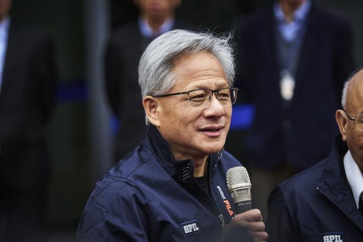 Nvidia CEO Jensen Huang speaks at a public event, following the announcement of Nvidia’s $500 billion U.S. AI infrastructure investment plan.