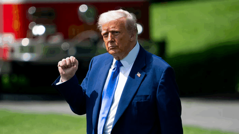 Trump raises his fist during a moment tied to the U.S.-UAE defense partnership.